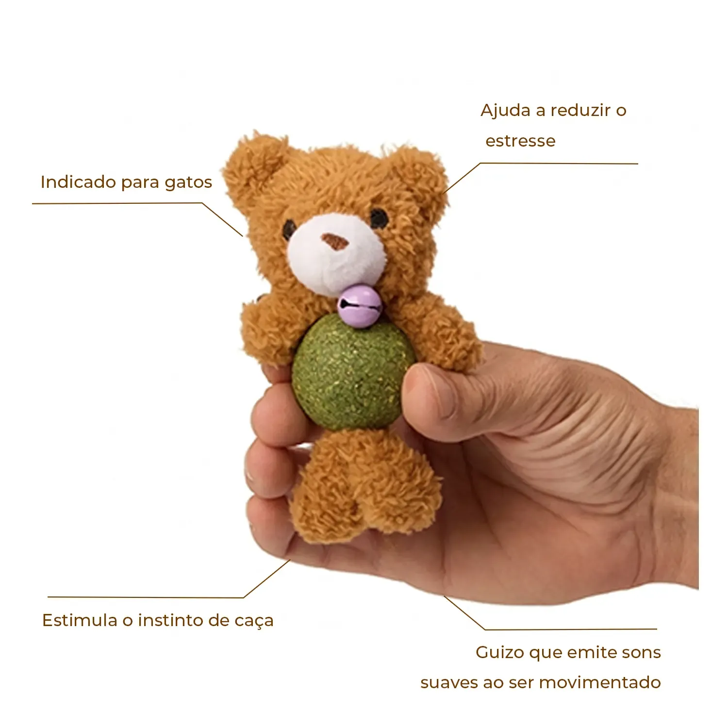 Brinquedo Urso de Pelúcia com Catnip Flicks
